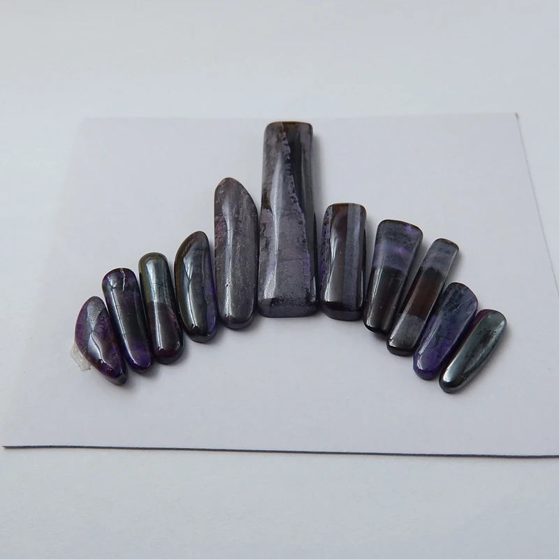 11 шт. натуральный камень Sugilite драгоценный камень Мода Кабошон Установка 32x7x4 мм 12x3x3 мм 7 г