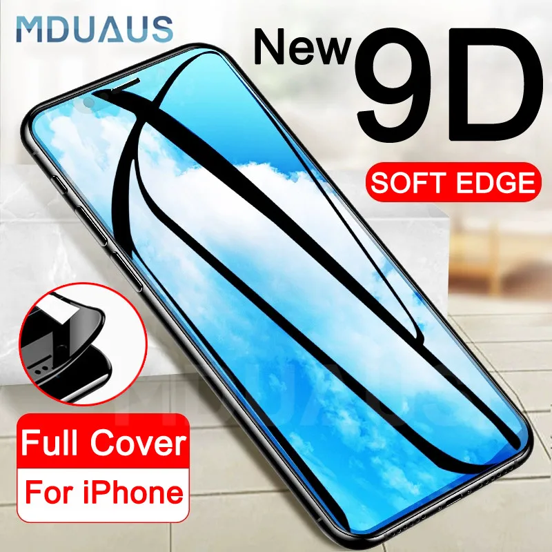 9D закаленное стекло полное покрытие на IPhone 8 7 6 6s Plus защитное стекло на iPhone X XR XS MAX Защитная пленка для экрана