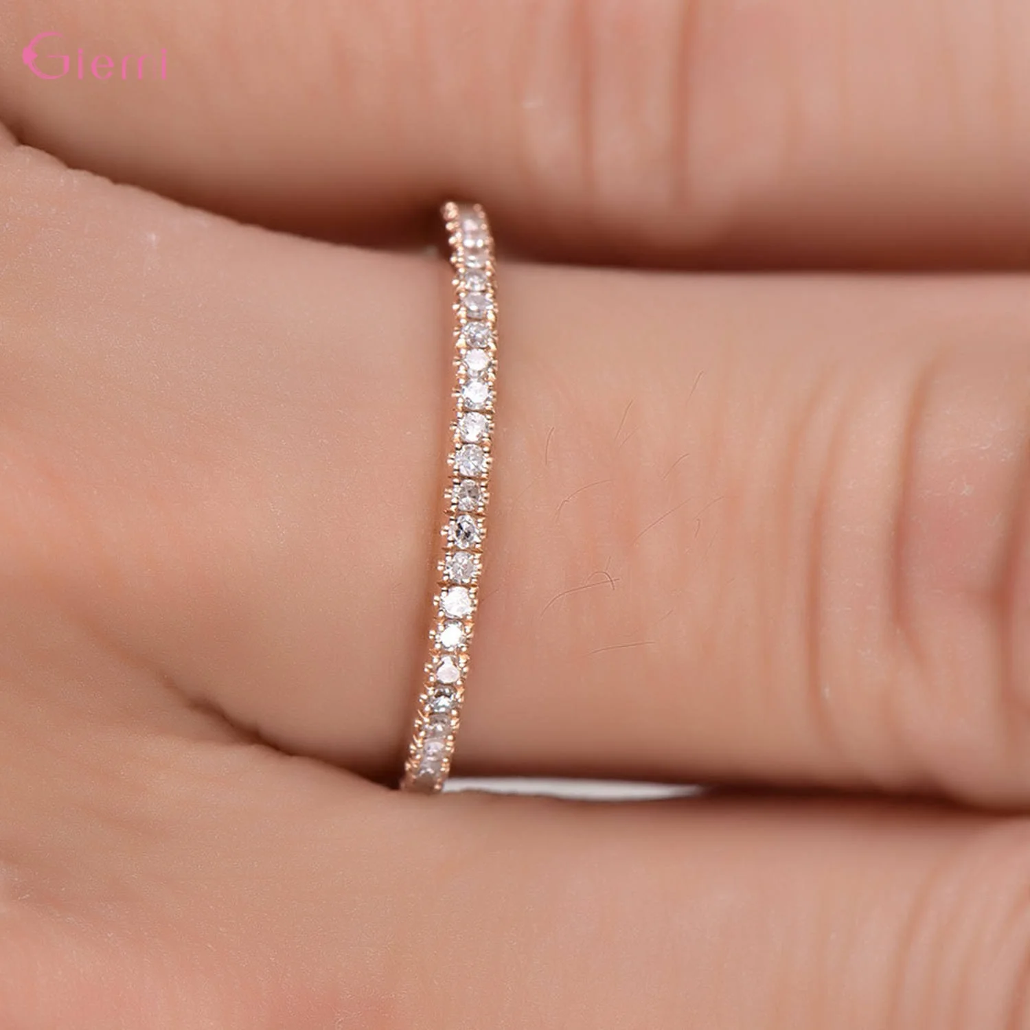 

Fashion New Arrival 925 Sterling Silver Sparkling Crystals Paved Tiny Rings For Women Girls Wife Birthday Anniversary Gift Hot