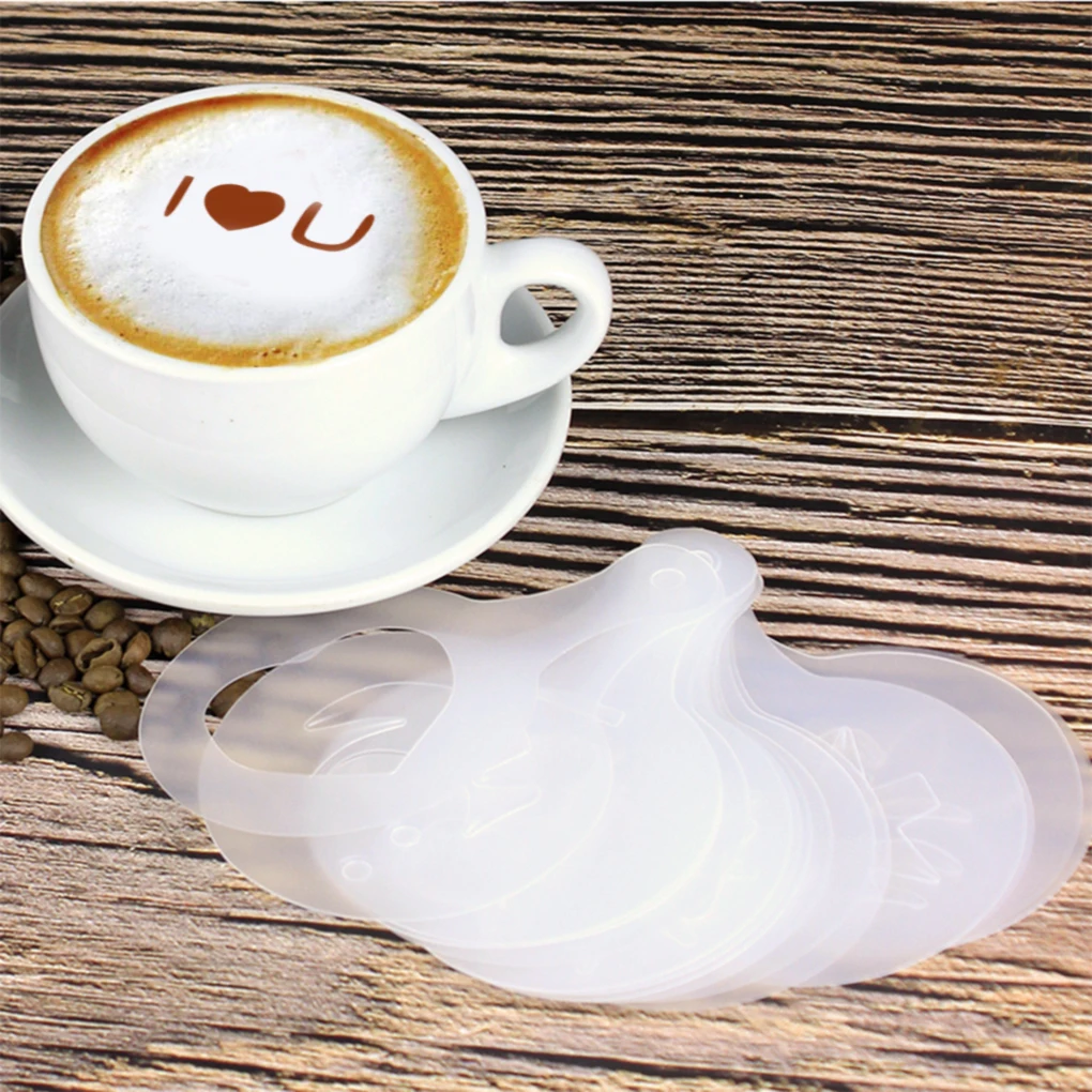 

8Pcs Coffee Decorating Stencils Flower Printing Mould Plastic Cupcake Template Cake Chocolate Spray Molds