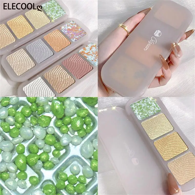 

ELECOOL 4 Colors Matte Glitter Eyeshadow blush highlight Palette Shimmer Pearlescent Waterproof Sequin Eye Shadow Gift Cosmetics