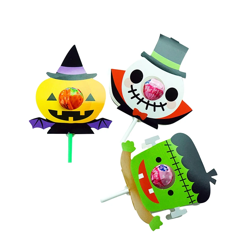 10 шт./лот на палочке тему Хэллоуин украшения карты мультфильм Бумага леденец