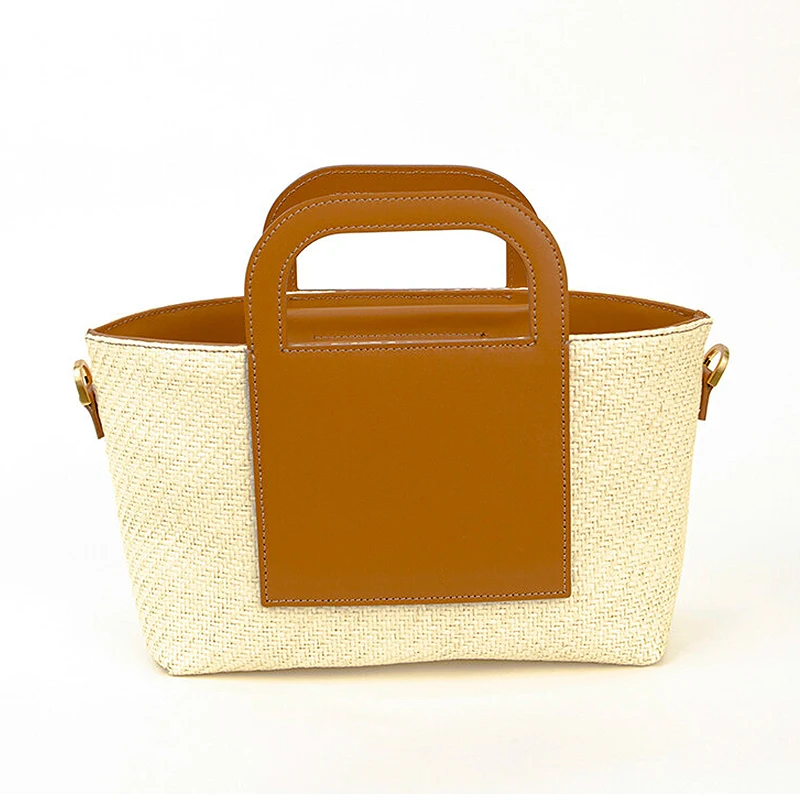 

Grass woven bag with tassel one shoulder bag bucket woven bag tote handbag