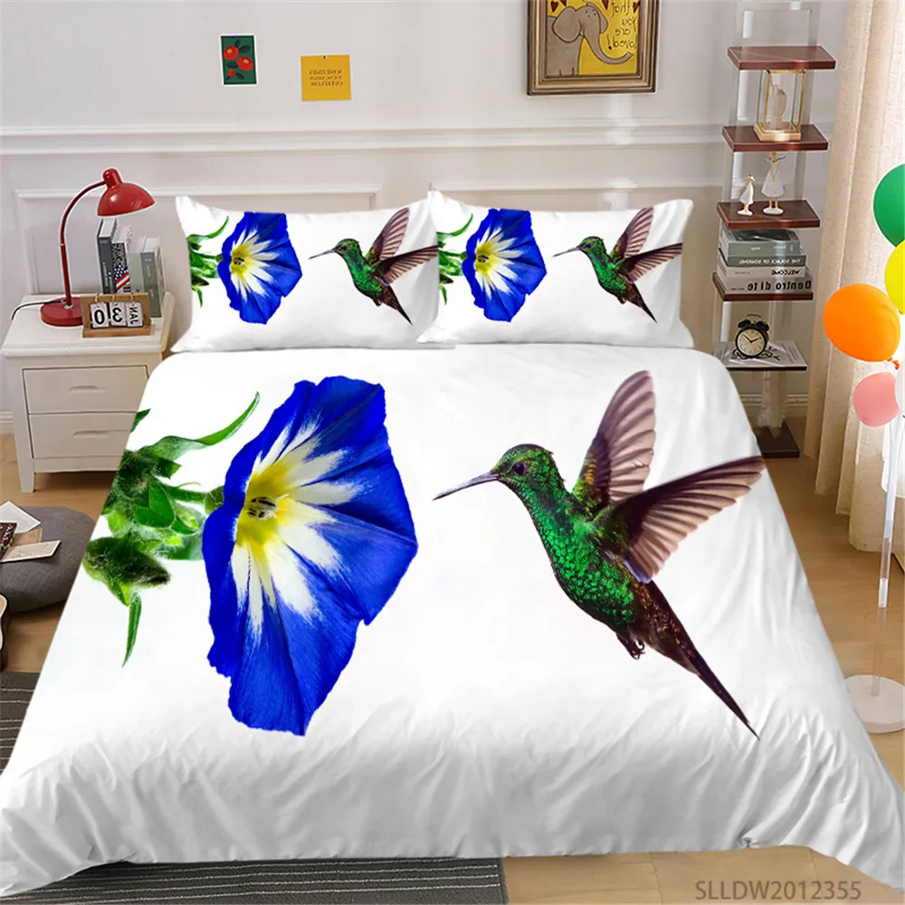 

3D Bedding Set King Size Duvet Cover Set Queen Colorful Bird Bed Cover 2/3-Piece Bedclothes Modern Home Bed Set
