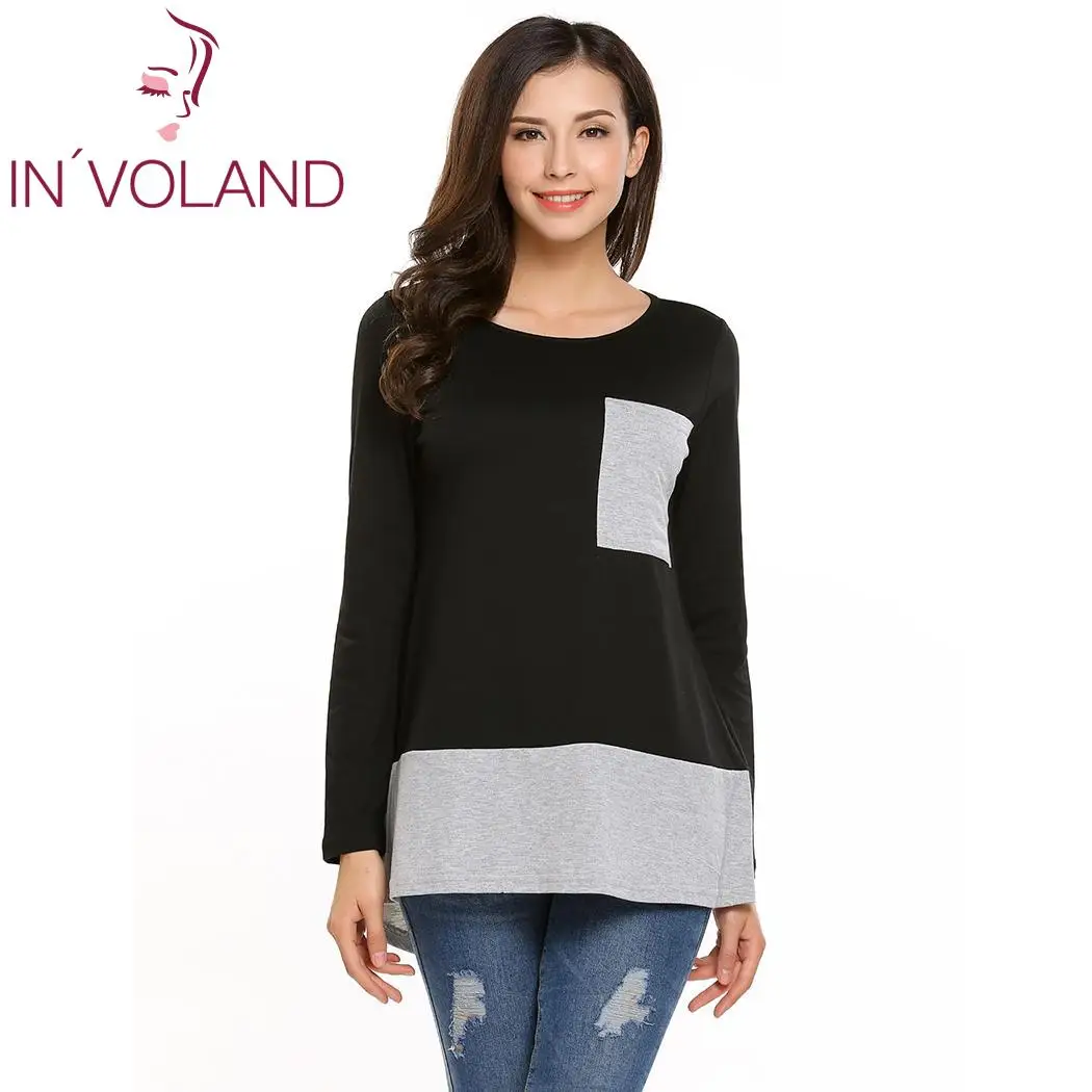 Женская Весенняя Осенняя Повседневная футболка с длинным рукавом и круглым