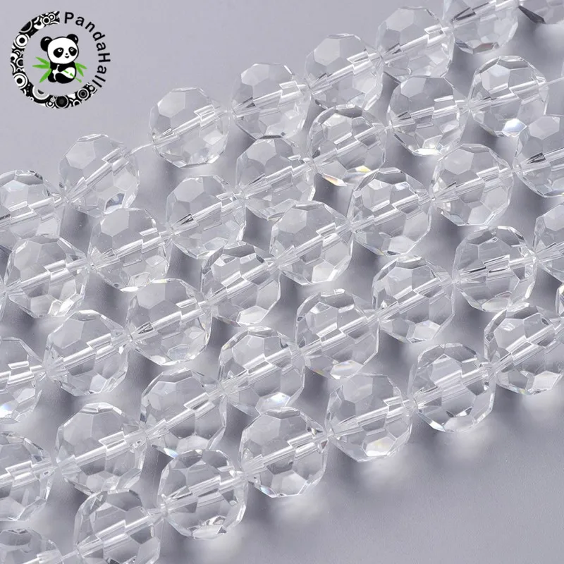 Круглые бусины из прозрачного граненого стекла 1 нить 6/8/10/12/18/20 мм для