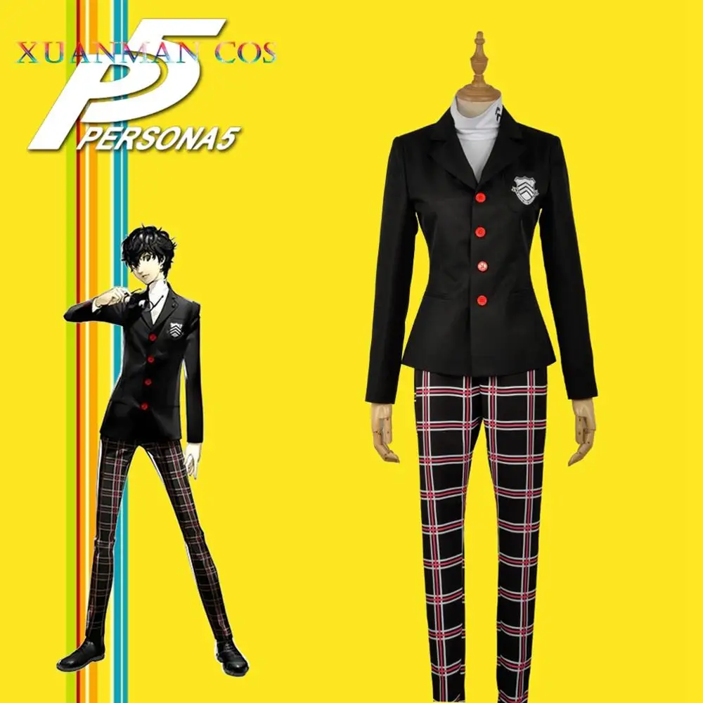Мужской костюм для косплея Persona 5 Hero Joker черная куртка рубашка с высоким