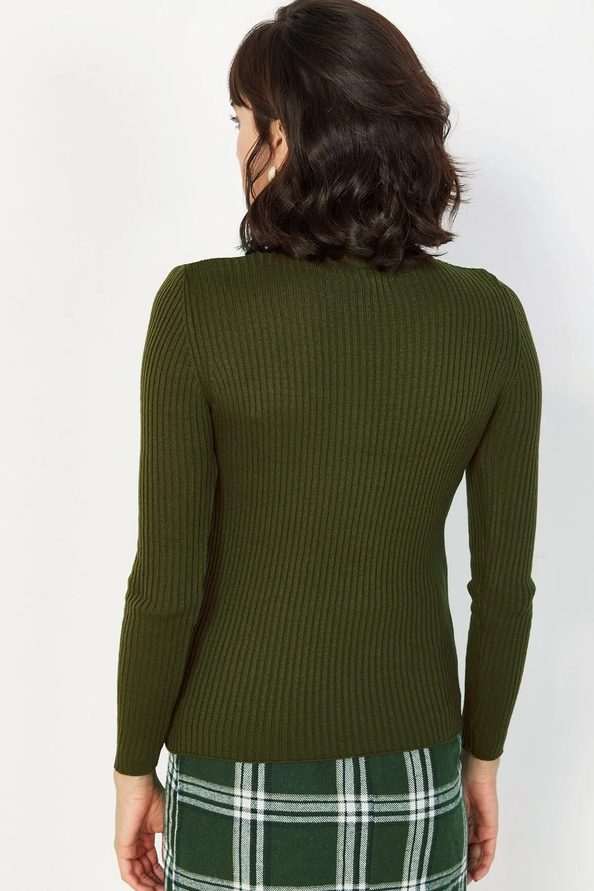 

Women's Khaki Turtleneck Knitwear Cotton Protector Durable Convenient Seasonal Knitwear Sweater Quality Material Doesn 'T Sweat