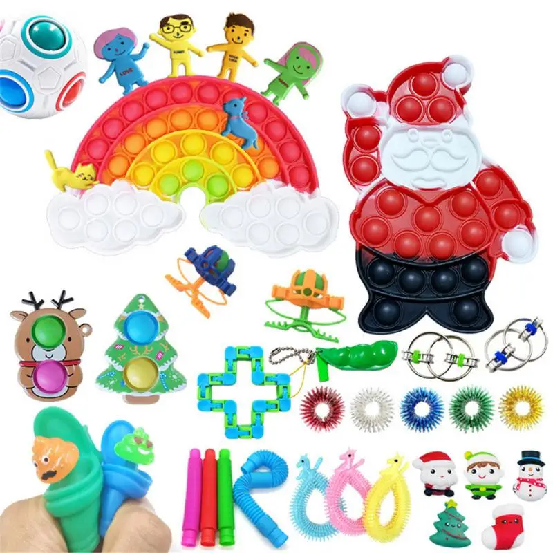 

Pops Its Decompression Toy Set Christmas Set Squeeze Toy Vent Decompression Bag Blind Box Fidget Toy