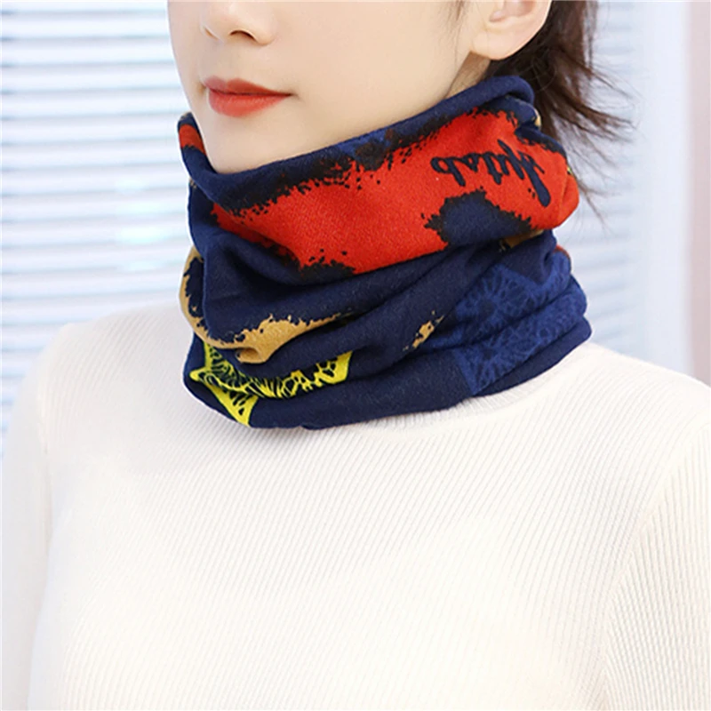 

2pcs Winter Women Hat+Scarfs Set Creative Print Windproof Warm Facemask Fashion Female Hat Face Mask Windproof Warm Hats Scarf