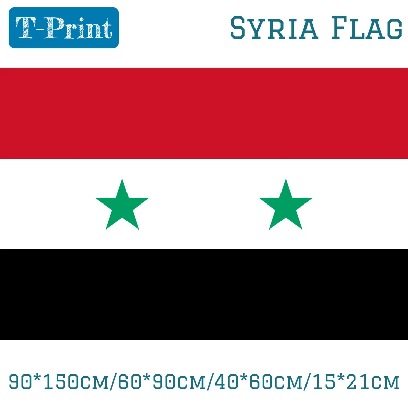 

2pcs Flag 90*150cm/60*90cm/40*60cm/15*21cm Syria Lifting Flag