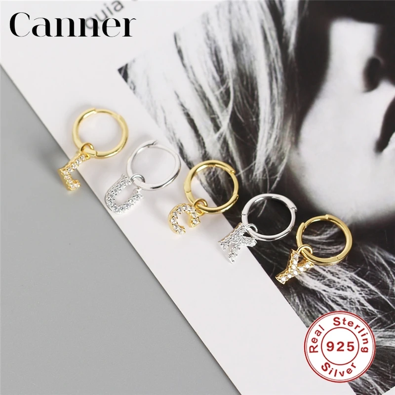 925 пробы серебряные серьги с геометрическим кристаллом цирконием 26 букв круглые