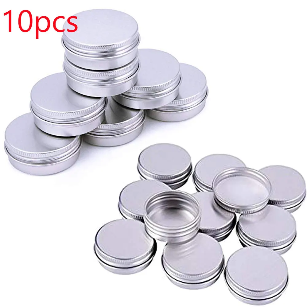 10 шт. x Серебристая алюминиевое Олово банка контейнер для образцов косметические