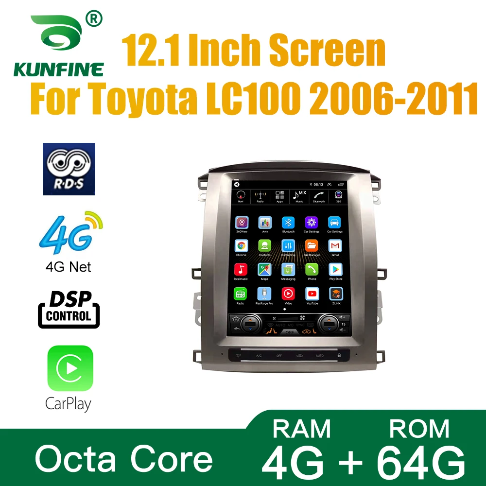 

Tesla Style For Toyota LC100 2006-2011Car Stereo Radio Octa Core 4GB RAM 64GM ROM Android 10.0 Car DVD GPS Player Deckless