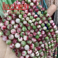 natural stone jades chalcedony beads red green round smooth loose spacer beads for jewelry making diy bracelet 15 6810mm
