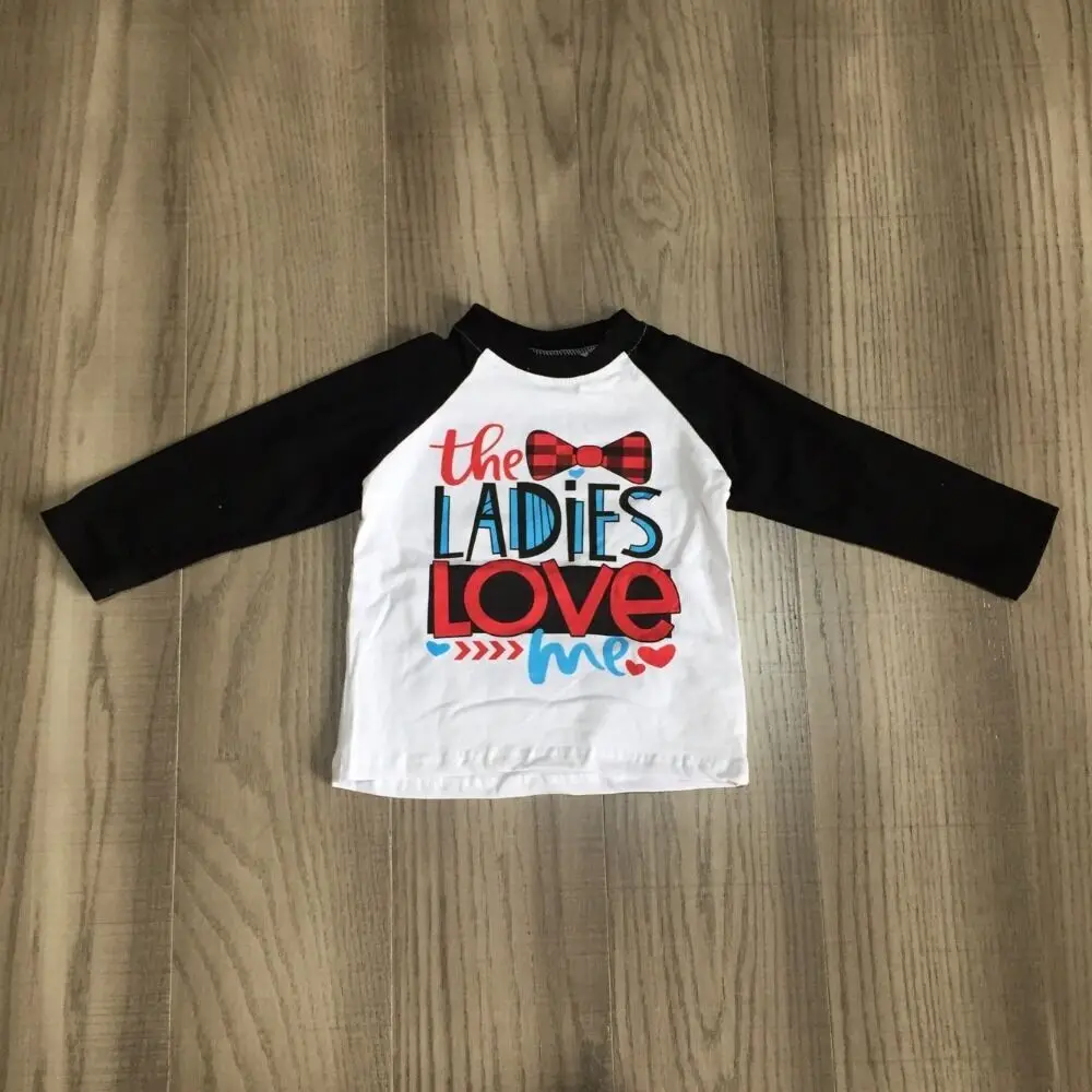 Одежда для малышей, Детская рубашка с рукавами-регланами «ladies love me» для маленьких мальчиков