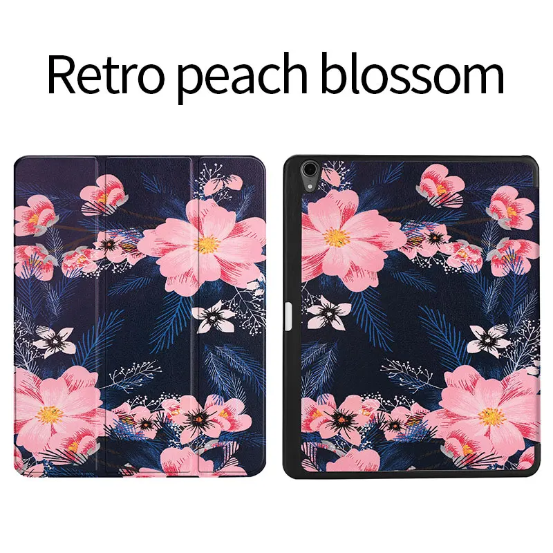 Чехол для iPad Pro 11 с принтом Smart Cover Wiht карандаш держатель Авто спящий Пробуждение поддержка карандаш Charing a8080a2013 A1934 a79 - Цвет: Retro peach blossom
