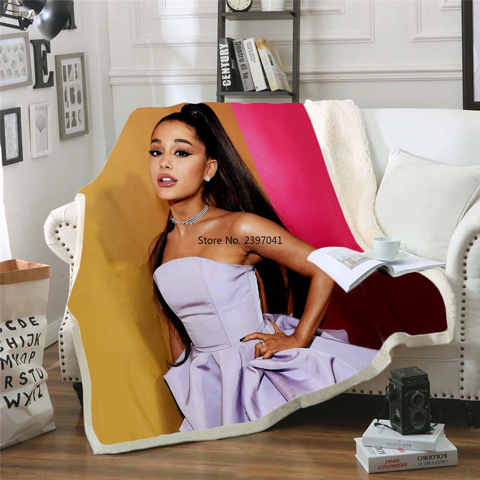 

star Ariana Grand Printed Velvet Plush Blanket Duvet for Kids Girls Sherpa Blanket Travel office Couch Quilt Cover