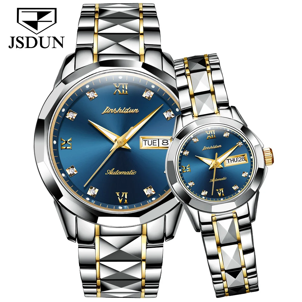 

New Trendy Hot Sale One Pair Of Watches Luxury Automatic Mechanical Watch Tungsten Steel Waterproof Clock Couple Watches Gift