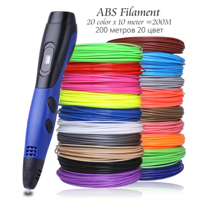 Original Model 3D Pen With 20 Color ABS Filament Plastic 3 D Printing Pens Creative Toy Birthday Gift For Kids Design Drawing . |