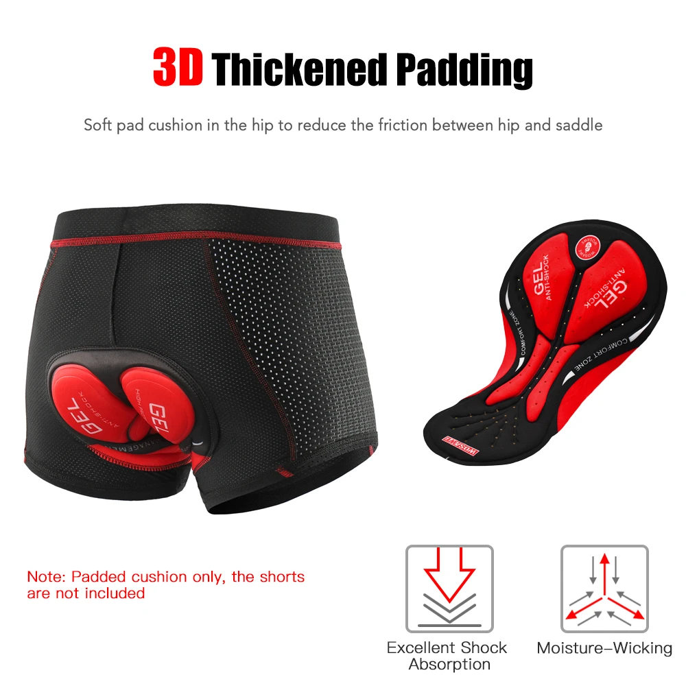 WOSAWE Мужские и женские мужские велосипедные шорты подушка 3D гелевая Подушка
