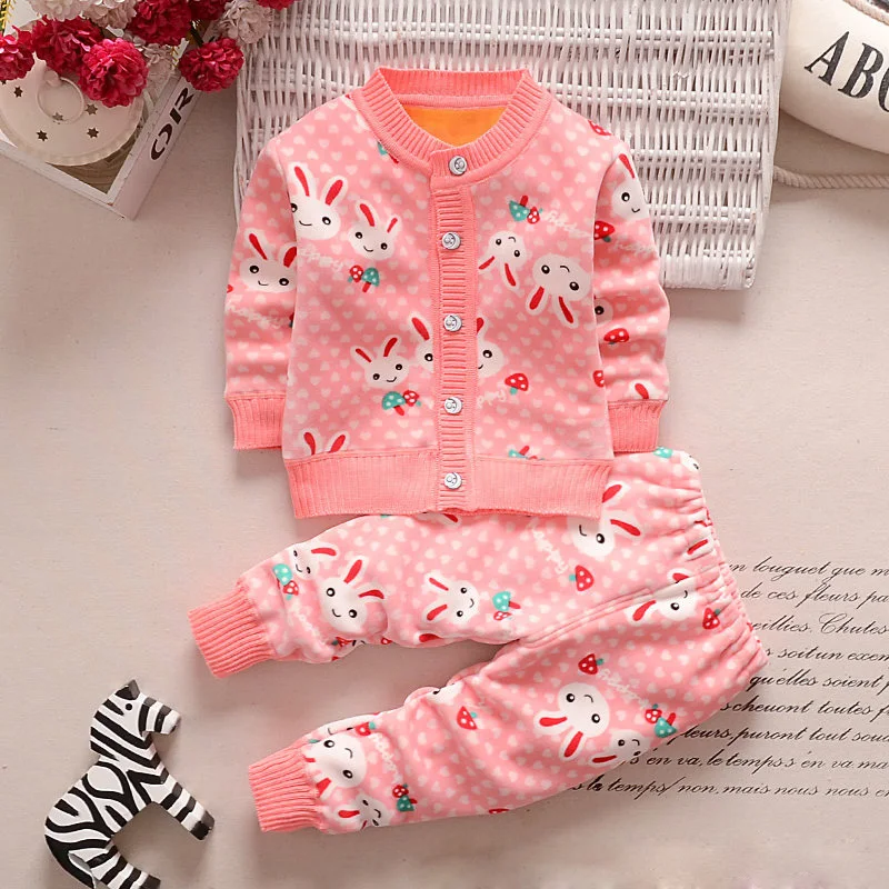Комплект одежды для девочек Зимний Детский кардиган костюм мультяшный свитер