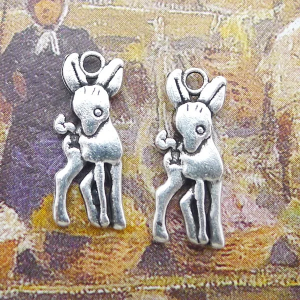 

40pcs/Lot 17x7mm Little deer charm Antique Silver Color Pendants for DIY Making Handmade Jewelry