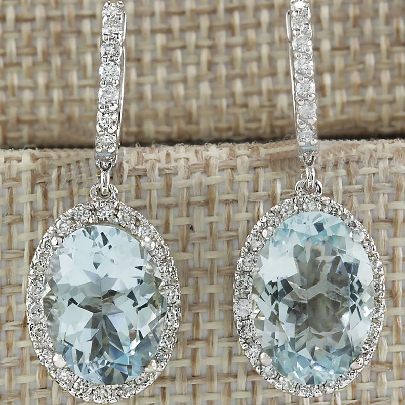 Женские Висячие серьги Boho серебристые большие Круглые небесно голубые с