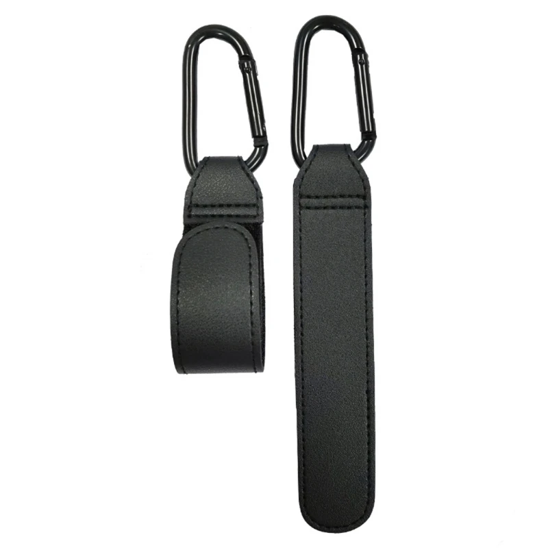 1/2pcs Portable PU Leather Baby Stroller Hook Hanger Velcros Pram Hook Carabiner Cart Organizer Clip for Stroller Accessories