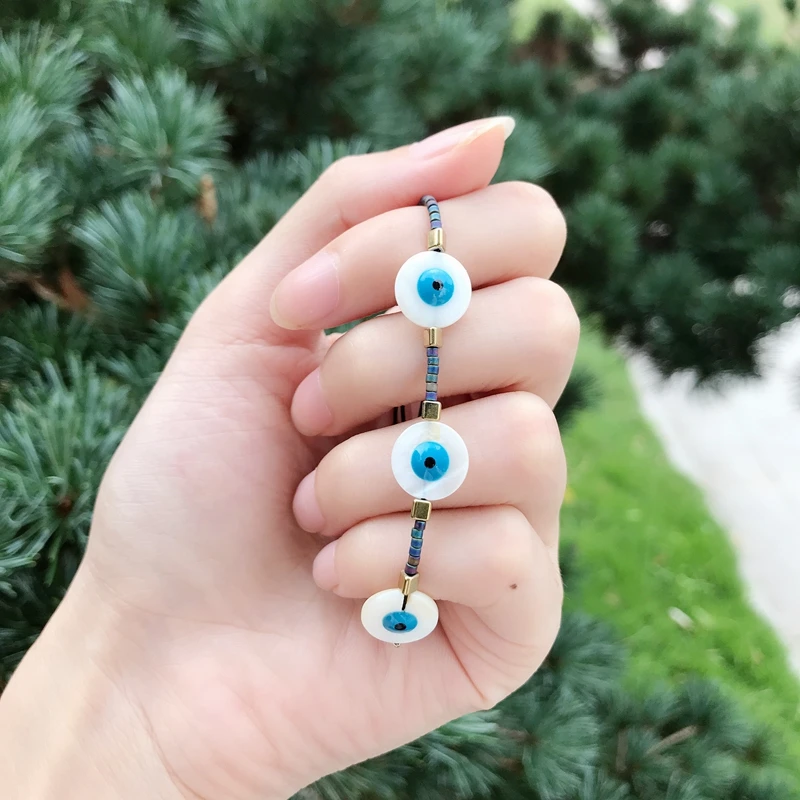 Индейка браслет evil Eye женский Бохо голубой глаз окрашенные Pursera романтическое стекло кристалл ювелирные изделия натуральный камень MIYUKI бусины браслет