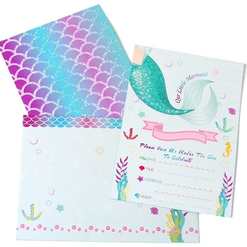 6 шт./упак. пригласительных билетов с рисунком маленькая русалочка Your're