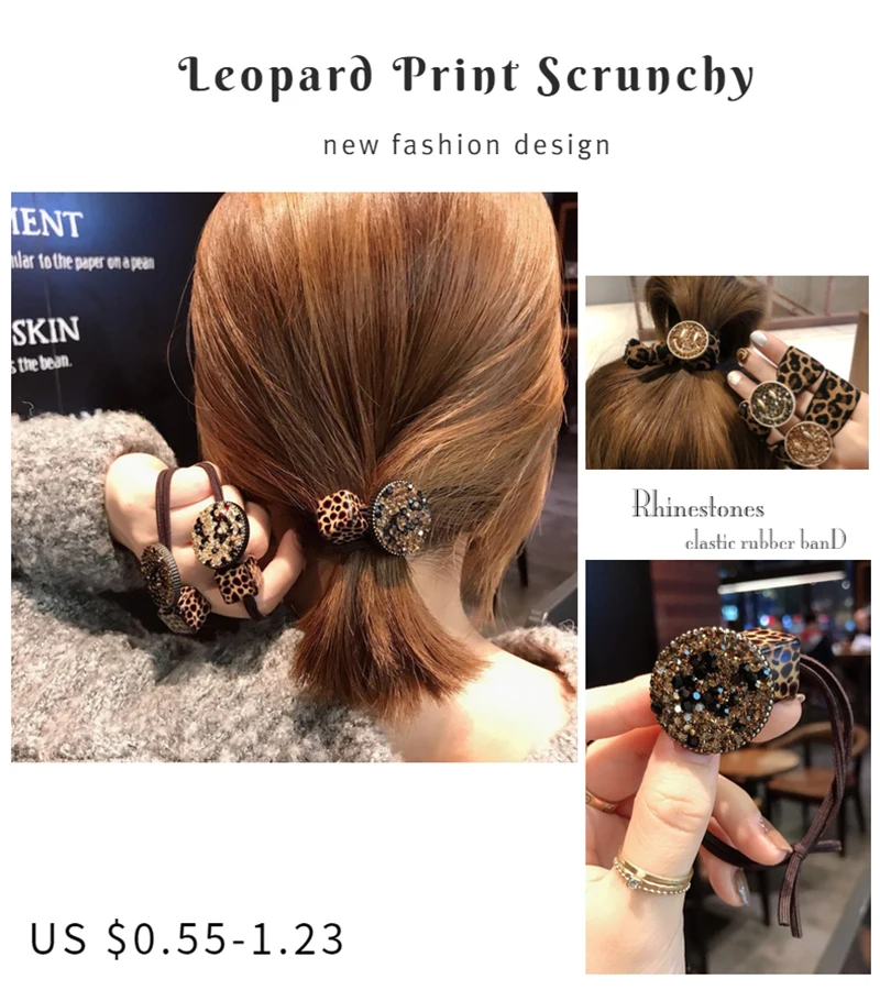 M MISM 1 шт., Черные резинки для волос, элегантные женские леопардовые кольца для волос, резинки, аксессуары, эластичная резинка для волос для девочек, цветок, веревка для волос