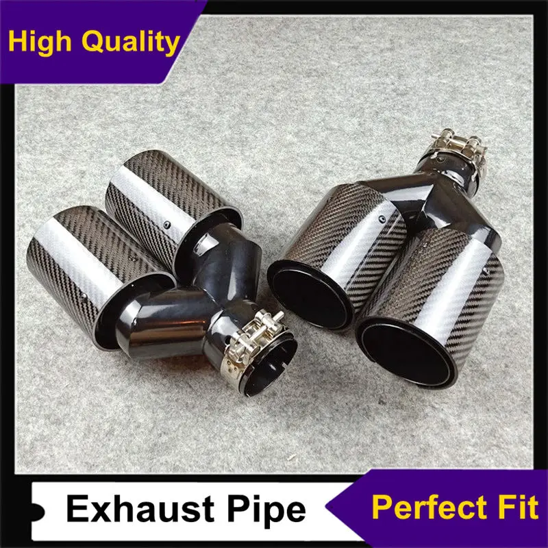 Y образный выход 92 мм автомобильная Глянцевая выхлопная труба из углеродного