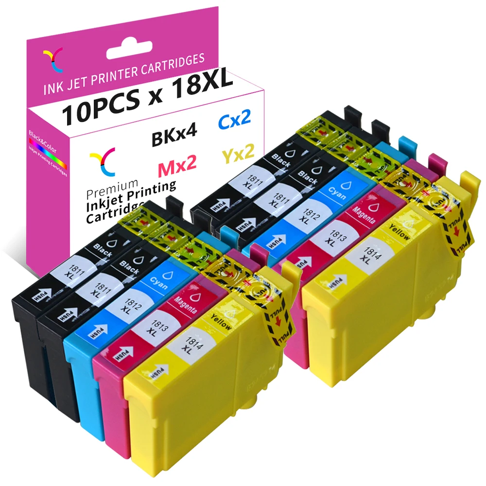 YC 10 шт. 18XL чернила для принтера совместимый Epson 18 XL XP205 XP 215 225 322 325 405 415 422 425