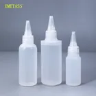 Пустые пластиковые флаконы для клея из ПЭ, 30 мл, 60 мл, 100 мл, С Завинчивающимися крышками, сжимаемые жидкости, масло чернила флаконов-капельниц, 10 шт.