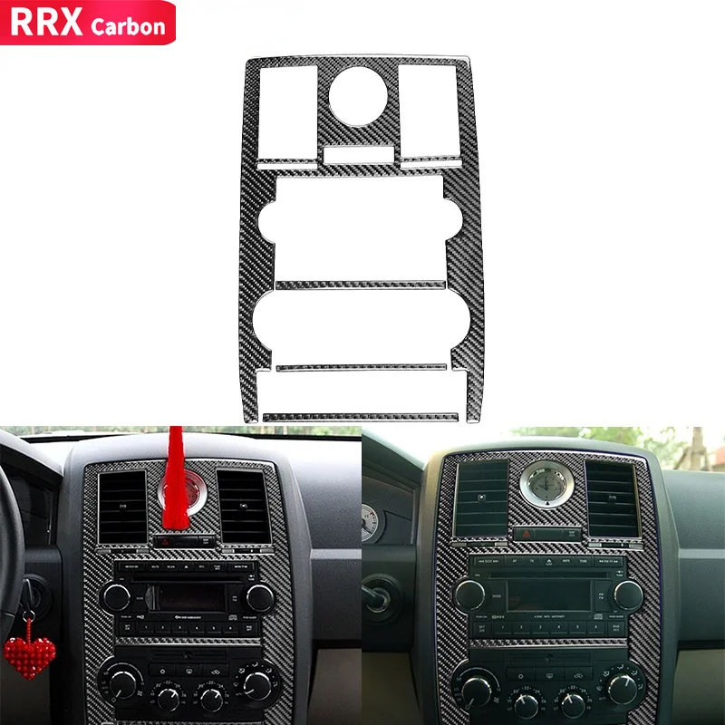 

RRX для Chrysler 300 300C 2005 2006 2007 углеродное волокно центральное управление автомобиля CD панель декоративная наклейка отделка крышка автомобильные...