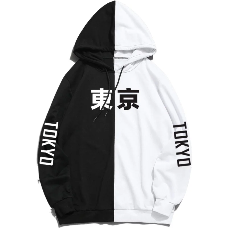 

Женские толстовки с капюшоном, свитшоты с японским токийским принтом, пуловеры популярных цветов в стиле пэчворк, осень 2020, женские спортив...