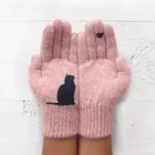 Перчатки женские шерстяные с подкладкой, Осень-зима, для защиты от холода, DO2, перчатки с принтом