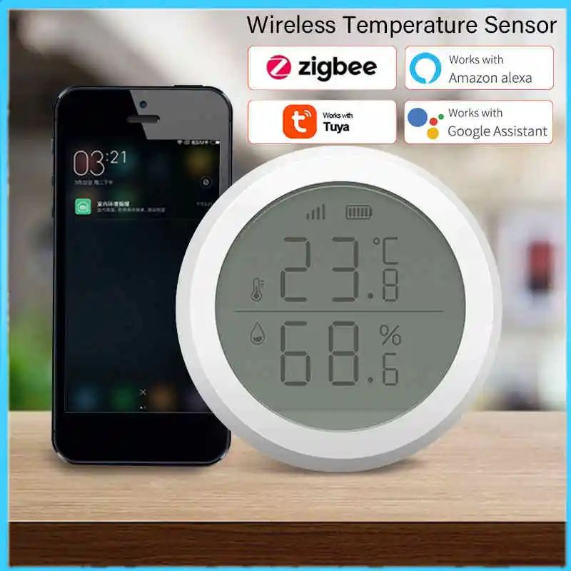 

Tuya ZigBee Temperature And Humidity Sensor With LED Screen App Control Works With Google Assistant Tuya Zigbee Hub Smart Home