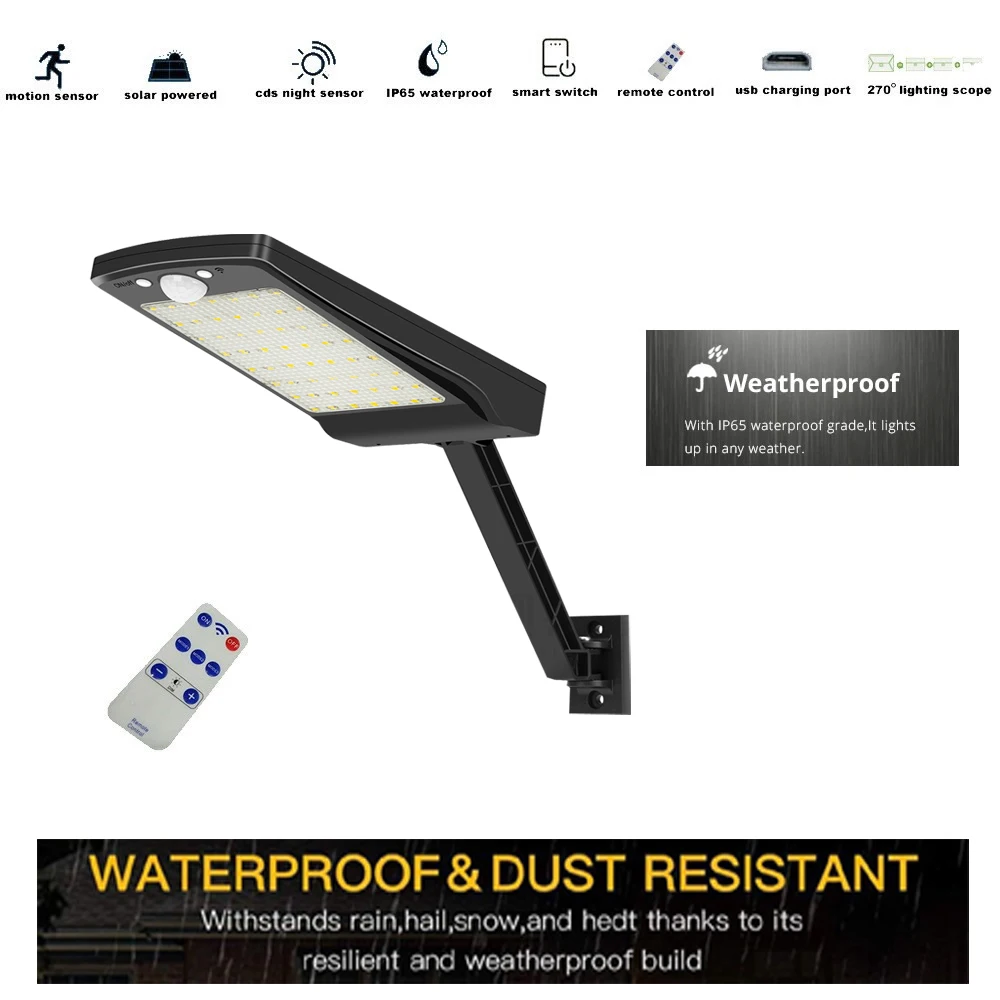 

56 LED Solar Light Outdoor Garden Wall Lamp Newest Design For Waterproof Light remote control spot light floodl