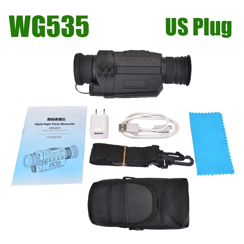 WG535 US Plug WG535 цифровые Монокуляры ночного видения 200 м full dark DVR ночного видения прицел 5X оптическое увеличение Фото Видео охотничьи камеры - Цвет: WG535 US Plug
