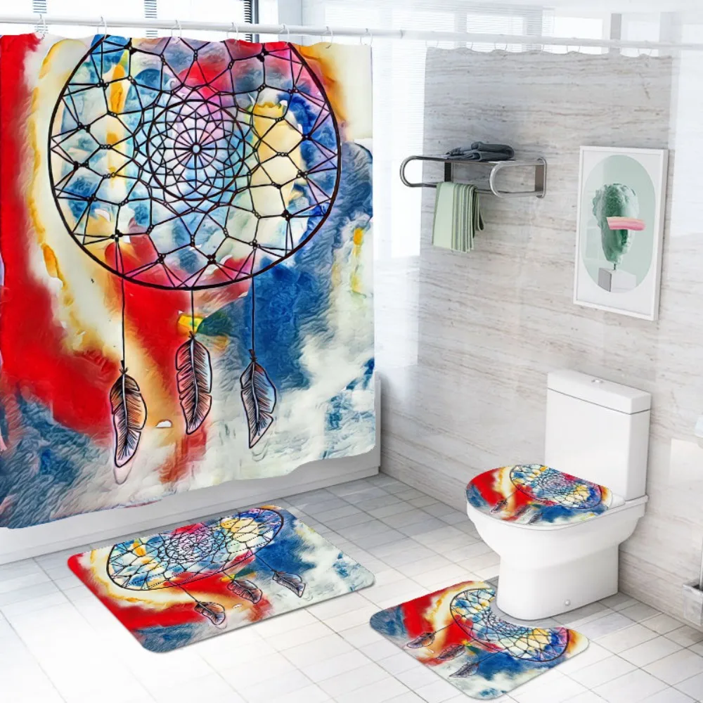 4 шт. Ловец снов набор для ванной с коврики туалета крышка напольный коврик