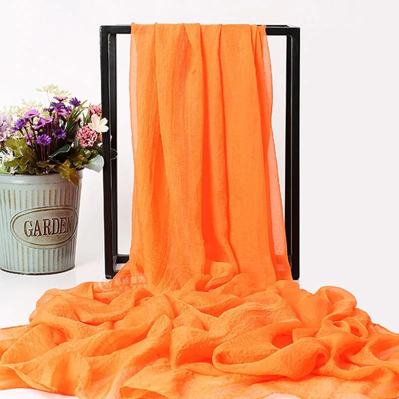 27 orange La MaxPa пляжный шарф женский чехол летняя однотонная шелковая шаль шифоновый шарф женское парео накидка саронг Женская Длинная накидка k2407 - Цвет: 27 orange