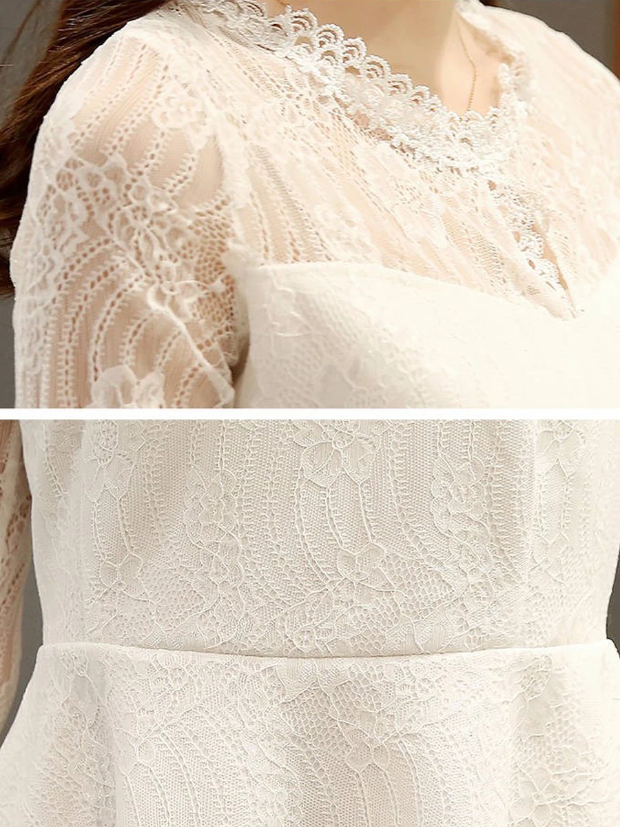 

2019 Spring and summer new style Lace dress Korean style lace dress Slim-fit collar dress Casual dress