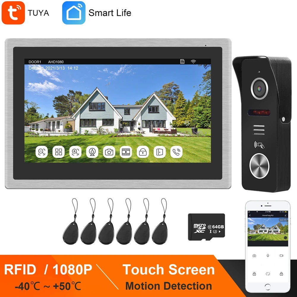 Ysecu TUYA домофон видео дверной звонок Системы приложение Smart Life WI FI IP 10 дюймов