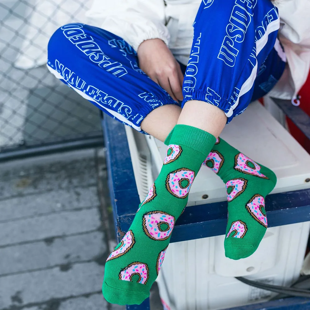 Men and women food fruit print pattern socks avocado McDonald's cookies funny personality fashion print ladies socks lovers