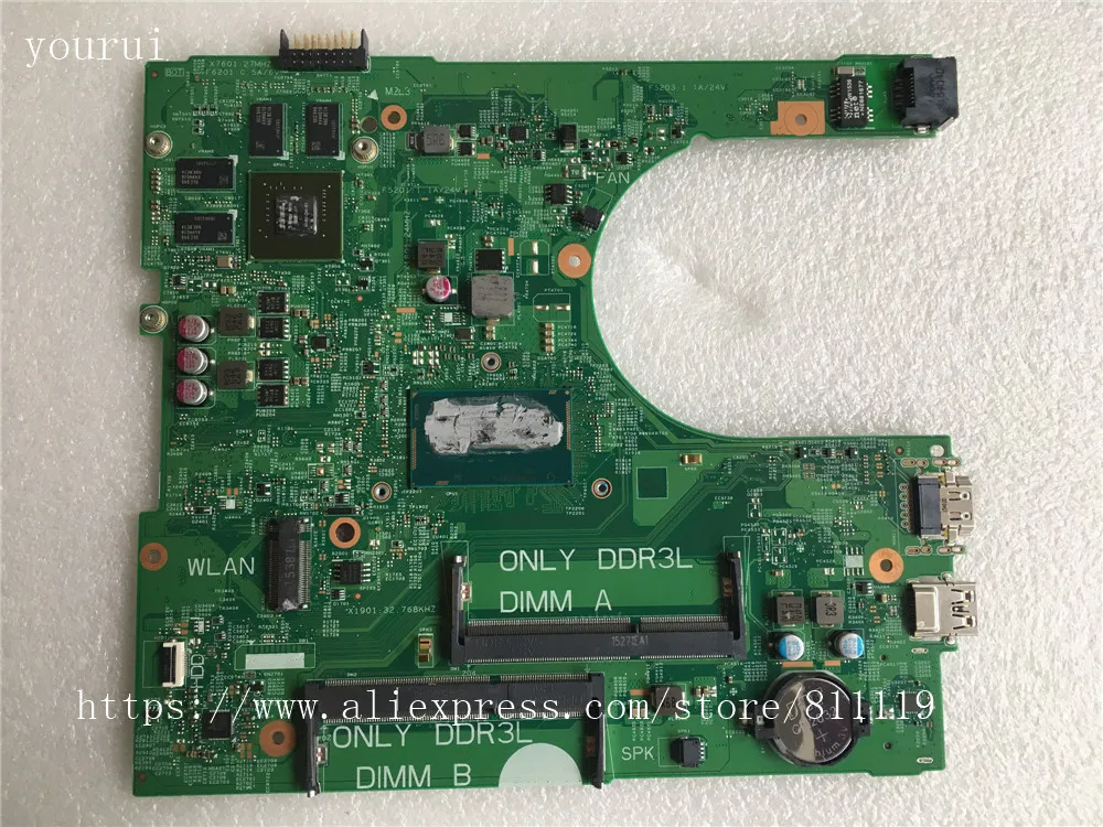 yourui 6ktjf 06ktjf cn 06ktjf для dell inspiron 3458 3558 laptopmotherboard sr27g i3 5005u ddr3 тестир