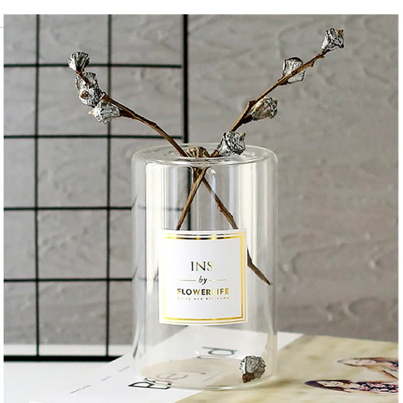 Европейские прозрачные стеклянные вазы прозрачная настольная стеклянная ваза