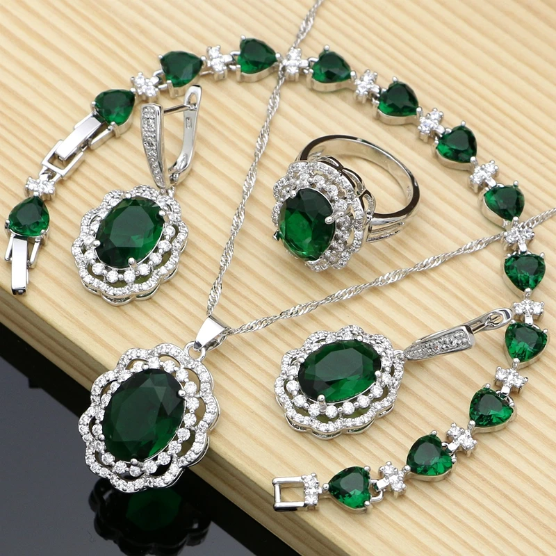 Женское свадебное ювелирное изделие браслет из серебра 925 пробы с зеленым