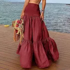 Женская длинная юбка в готическом стиле, элегантная однотонная повседневная юбка с оборками, большие размеры до 5XL